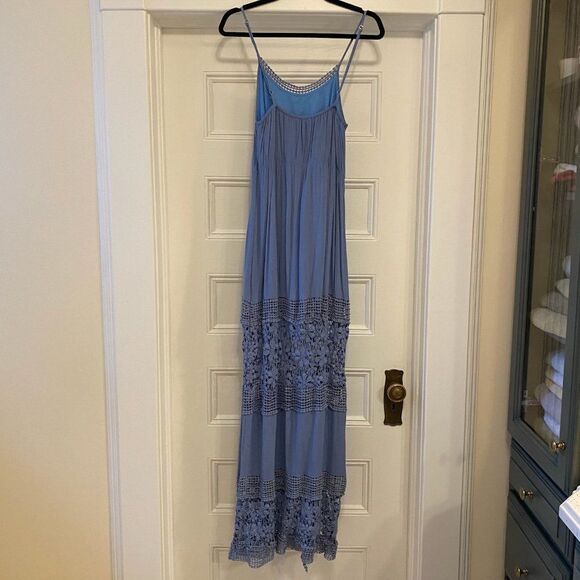 Tobi Light Blue Crochet Boho Sleeveless Maxi Dress - Picture 5 of 12